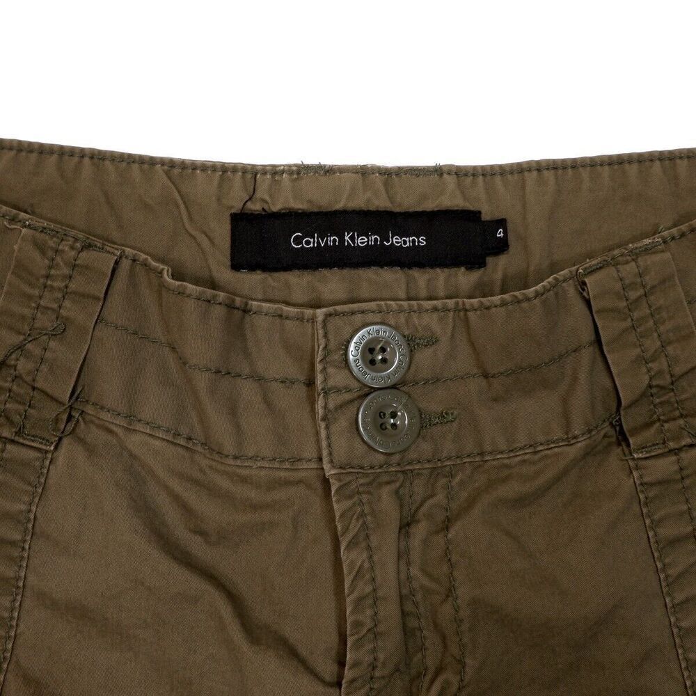 Calvin Klein Roll Cuff Crop Pants Size 4 Womens Olive Lightweight Cotton 30 x 19 - Picture 9 of 10